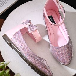 Steprite Bow Detailed Shimmer Embellished Bellies- Pink-image-24