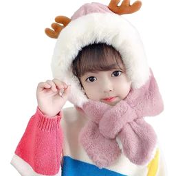 SYGA Baby Winter Beanie Hat Animal Shaped Warm Cap and Scarf Pink - Diameter 12cm-23