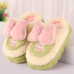 Oh! Pair Slip On Winter Shoes with Bow Applique - Green-image-43