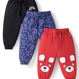Doodle Poodle Single Jersey Knit Full Length Lounge Pants With Animal Print & Applique - Red Blue & Black-image-38