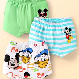 Babyhug Disney Interlock Knit Trunks With Mickey Mouse Print Pack Of 3 - White Light Blue & Light Green-image-29