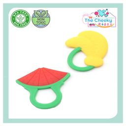 The Cheeky Kidzz Pack of 2 Baby Silicone Fruit Shape Teethers Chew Toy for Teething Pain Relief for Newborns BPA Free (ASSORTED DESIGNS)-8
