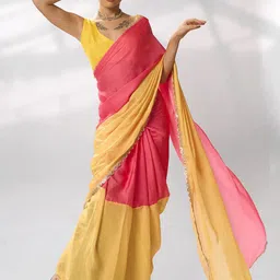 Mitera Colourblocked Mirror Work Ready to Wear Saree-image-23