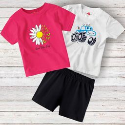 TRIANGLETEES Unisex Kids Printed T-shirt with Shorts-10