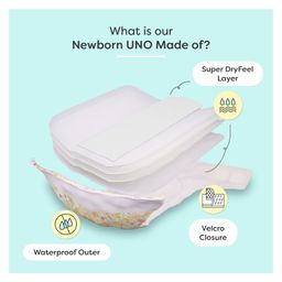 SuperBottoms Newborn UNO Premium Cloth Diaper with Absorbent Insert (0 to 3M) - Coloured Skies image 2