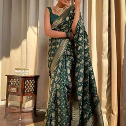 Sitanjali Woven Design Zari Silk Blend Kanjeevaram Saree-picture-39