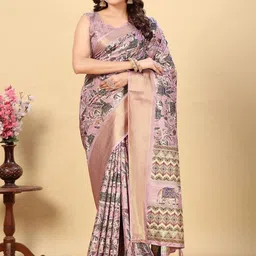 SSHAGUN LIFESTYLE Floral Printed Zari Silk Cotton Saree-picture-23