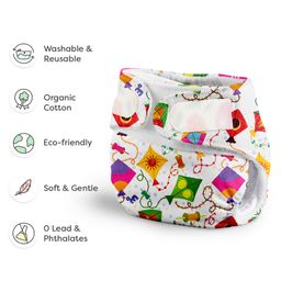 SuperBottoms Newborn UNO Premium Cloth Diaper with Absorbent Insert (0 to 3M) - Coloured Skies image 5
