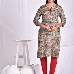 Rashmi Shree Creation Floral Printed Notch Neck Straight Kurtas-image-5