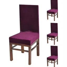 DECOR VATIKA Set Of 4 Purple Stretchable Chair Covers-image-68