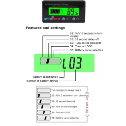 amiciSense 8-70V LCD Lithium Li-Fo Battery Voltmeter Monitor (8-70 Voltage) (1) image 3