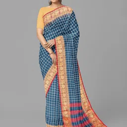 The Chennai Silks Checked Zari Pure Cotton Kovai Saree-picture-12