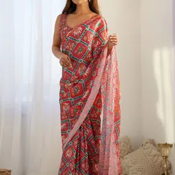 Munir Bandhani Mirror Work Pure Georgette Saree-picture-14
