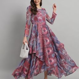 BAESD Women Printed Georgette Maxi Dress-image-52