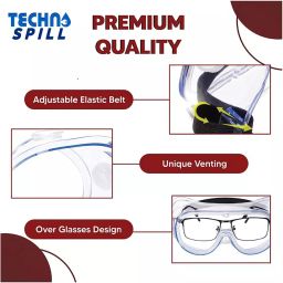 TECHNOSPILL Universal Full Rim Clear Adjustable Safety Goggles (Packof 5) image 5