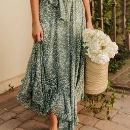 JC Mode Printed Flared Asymmetric Maxi Skirt-image-20