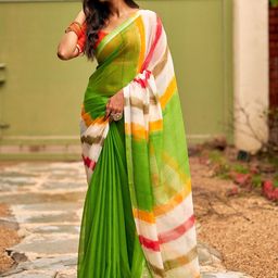 KALINI Striped Saree With Blouse Piece-image-39