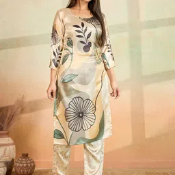 Women Basket Floral Printed Round Neck Straight Kurta With Trousers-picture-46