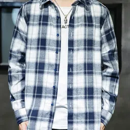 StyleCast Men Blue Tartan Checks Casual Shirt-image-40