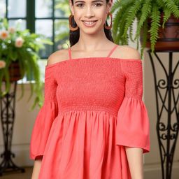 Zima Leto Women Bell Sleeve Smocked Peplum Top-image-37