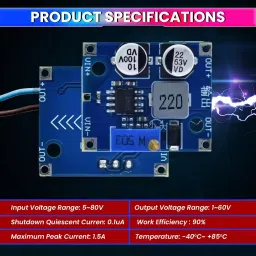 AmiciSolar DC-DC Buck Converter 5-80 VDC Input Voltage 1.5 A Peak Current for Solar Energy Circuits image 2