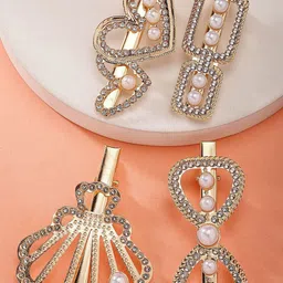 Bohey by KARATCART Women Set of 4 Embellished Alligator Hair Clip-82