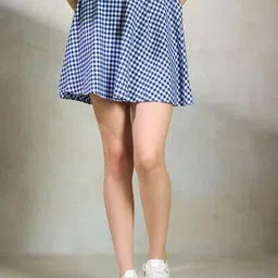 Virgio Checked Cotton A-Line Mini Skirt-image-57