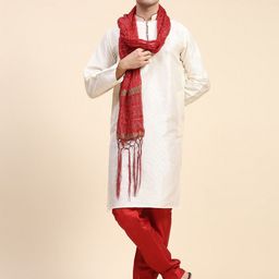 SKAVIJ Men Regular Kurta with Pyjamas & With Dupatta-image-99