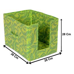 Kuber Industries Set Of 2 Green Metallic Leaf Print Foldable Rectangle Cloth Saree Stacker image 3