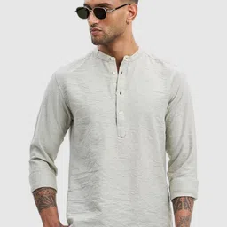 Snitch Men Smart Fit Band Collar Textured Casual Shirt-image-85