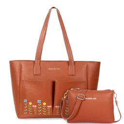 Black Spade Floral PU Structured Tote Bag-51