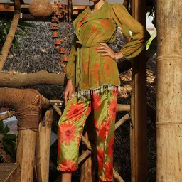 QISSA Printed Top With Trousers Co-Ords-picture-34