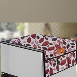The Furnishing Tree White & Maroon Printed Fridge Top Cover-image-103