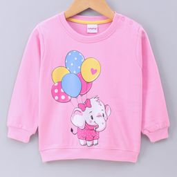Babyhug Full Sleeves Sweatshirt Elephant Print - Light Pink-image-39