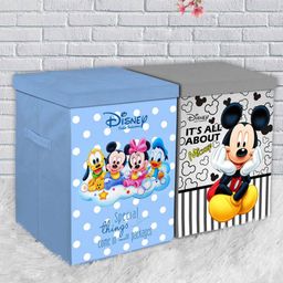 Fun Homes Disney Mickey Mouse Non Woven Fabric Storage Boxes Pack of 2 - Grey Blue-14
