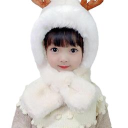 SYGA Baby Winter Beanie Hat Animal Shaped Warm Cap and Scarf White - Diameter 12cm-image-79