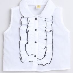 Aww Hunnie 100% Cotton Sleeveless Frill Detailed Top - White-image-17