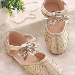 Cute Walk by Babyhug Ballerinas With Velcro Closure & Bow Applique - Golden-picture-28