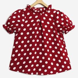 Chuppan Chupai Half Sleeves Polka Dots Printed Top -Maroon-image-18