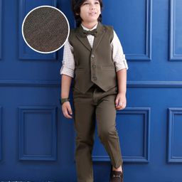 Mark & Mia Cotton Woven Full Sleeves Checkered 3 Piece Suit With Bow - Grey-image-83
