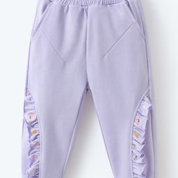 Mark & Mia Full Length Cotton Trouser With Frill Detailing - Purple-image-57