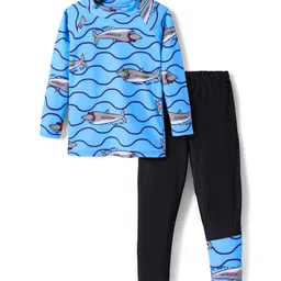 KIDLINGSS Full Raglan Sleeves Sharks Printed Tee & Pant Set - Blue-picture-12