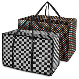 Storite Combo of Multi-Purpose Heavy Duty 145 L Moisture Proof Jumbo Size Underbed Storage Bag/Toys/Stationery Paper/Clothes Storage Bag with Strong Handle Grey & Multicolour)-26