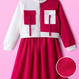 Hola Bonita Knit Full Sleeves Textured Fabric Frock With Jacket - Pink-picture-25