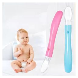 AEREX Premium Safe Feed Silicone Feeding with Ultra-Soft | BPA Free Self Feeding Utensil | Baby Weaning Spoon for Kids 4 Months+ (Set of 1, Multicolor)-16