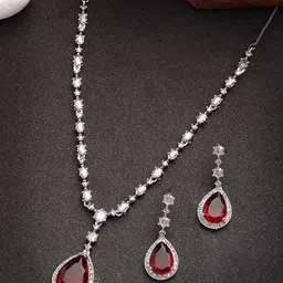 Anouk Silver-Plated American Diamond Stone Studded Jewellery Set-39