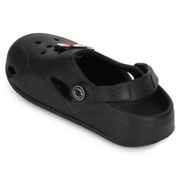 TRUFFLE COLLECTION Perforated Clogs With Game Over Text Charm - Black image 3