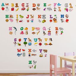 LANSTICK Red & Blue Printed Alphabet For Kids Wall Sticker-image-86