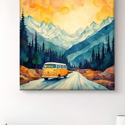 Myntra Elegant Homes Yellow & Black Van Printed Canvas Wall Art-image-92
