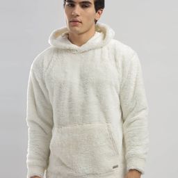 Overlays Men Artic Wolf White Oversized Hooded Sweatshirt-image-86